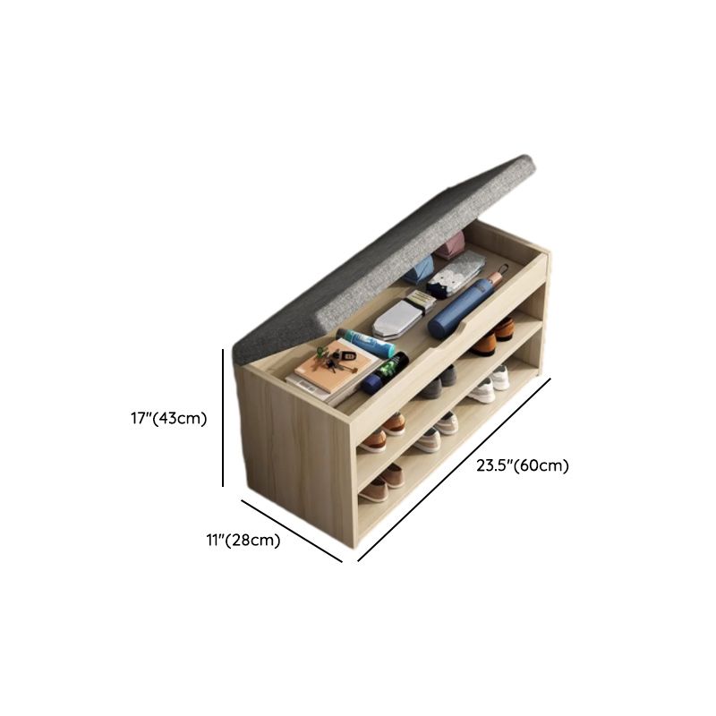 Art Deco Composite Wood Rectangle Shoe Storage Bench with 2/3 Shelves for 1-10 Pairs in Drawing Room, Closed Back