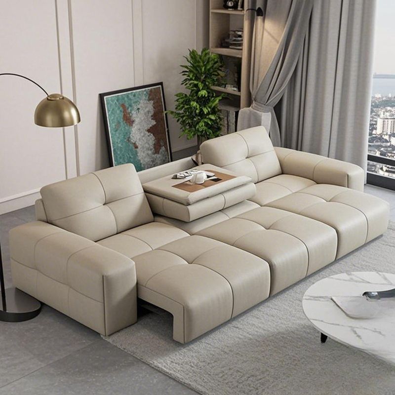 Modish Solid Color Stain Resistant Standard Sofa/Single Sofa in Black/Beige for 3-seater/1 Person