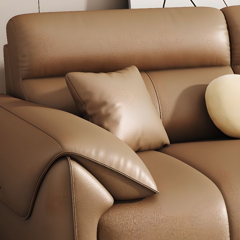 Contemporary Modern Solid Color Water Resistant Standard Sofa in Light Brown for 4-seater/3 with 4 Pillows