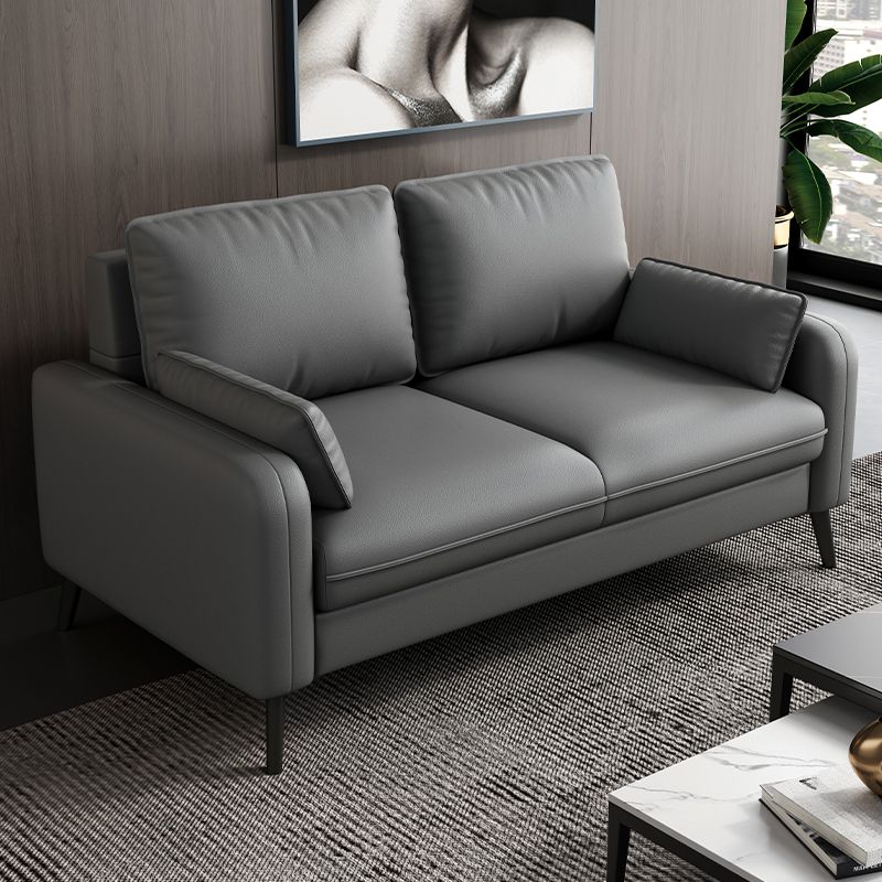 Contemporary Modern Solid Color Water Resistant Loveseat in Navy Blue/Emerald Green/Amber Color, 2-seater with 2 Pillows