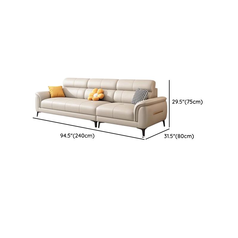 Modish Solid Color Water Resistant Standard Sofa in Off-White, Seats 3/5 Person/4-seater with 3 Pillows