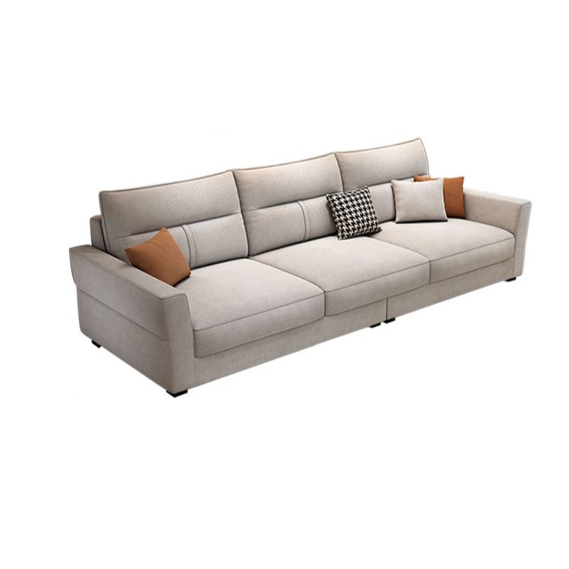 Standard Sofa/Single Sofa with Loose Back, Flannel Upholstery in Light Gray, Arm Included, 4/3 Pillows