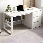 Contemporary Wood in White Writing Desk Shape in Rectangular with 3 Drawers
