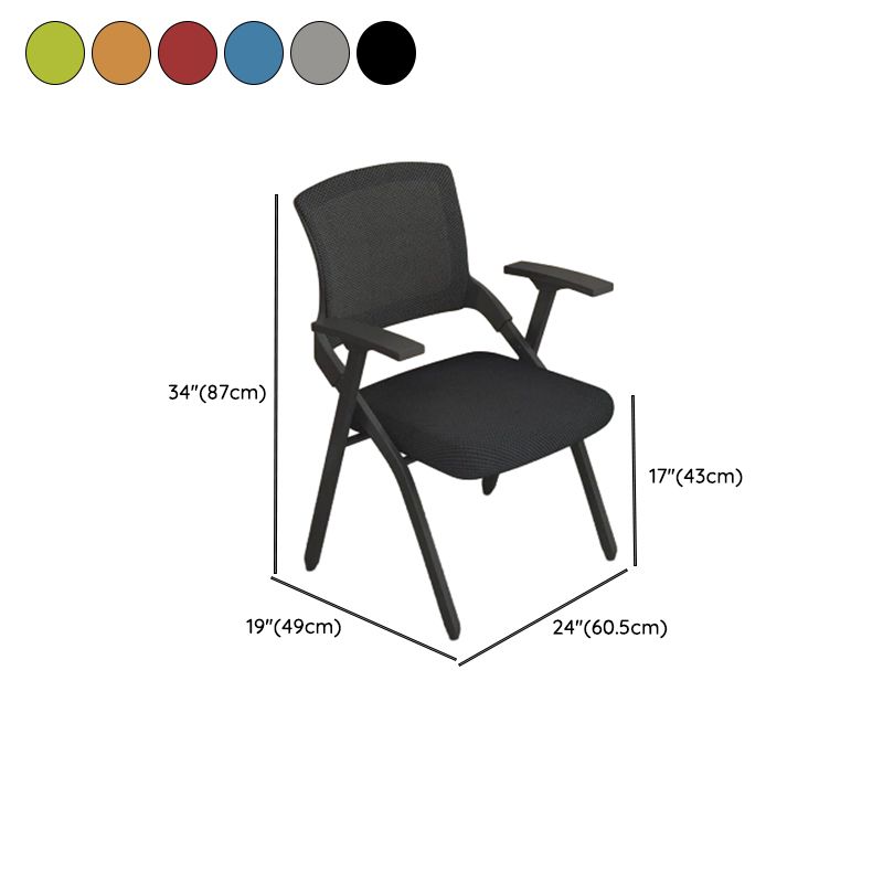 Trendy Metal Frame Space-saving Training Chair/Side Chair with Exposed Back and Armrest for Tile Flooring