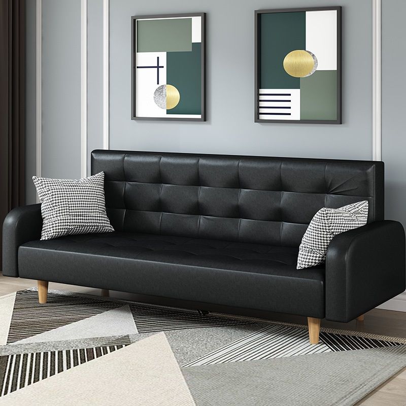 Standard Sofa in Midnight Black/Cerulean/Olive Green with Pu Leather and Armrest