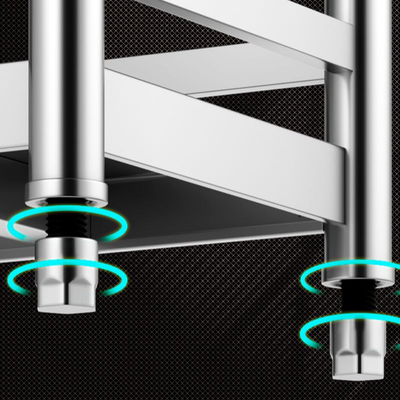 Metallic Minimalist Food Rack with Shelves in Stainless Steel, Detached Installation