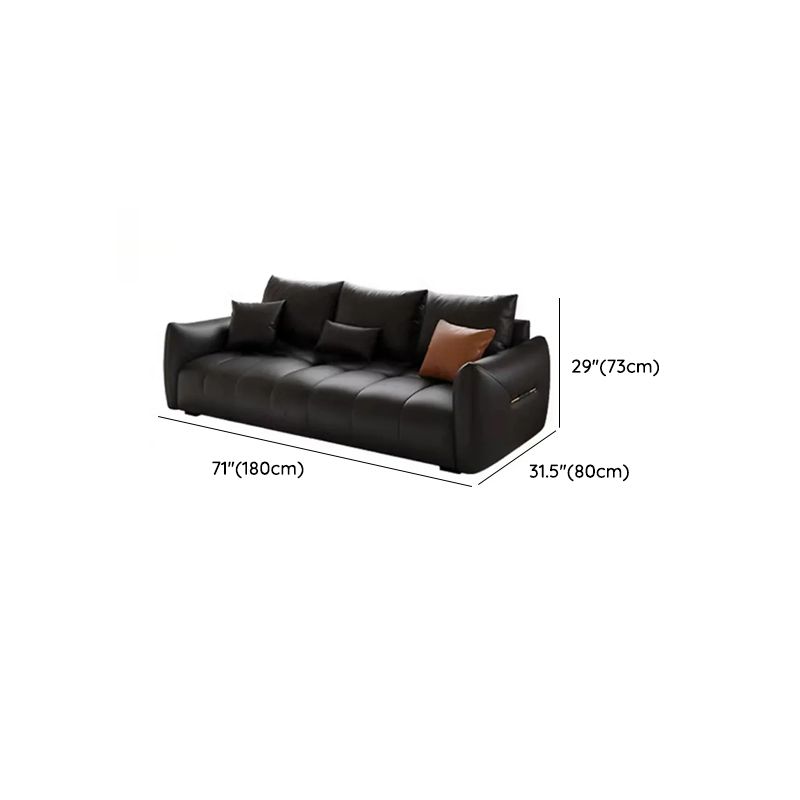 Contemporary Modern Solid Color Stain Resistant Standard Sofa/Loveseat/Single Sofa in Midnight Black with 1-seater/Seats 5/Seats 4 and 2 Pillows