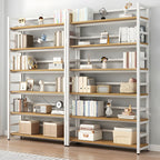 Contemporary Metal Display Stand with Wooden Shelves and Open Storage