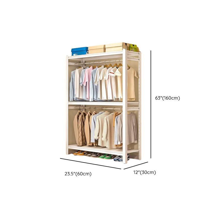 Chalk Contemporary Coat Rack with Receptacle Storage, 3 Shelves, and Steel Frame