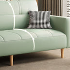 Synthetic Leather Convertible Sofa in Grey/Light Blue/Light Green with Arm