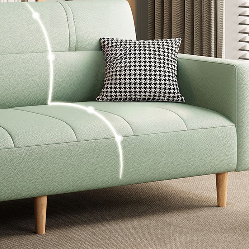 Synthetic Leather Convertible Sofa in Grey/Light Blue/Light Green with Arm