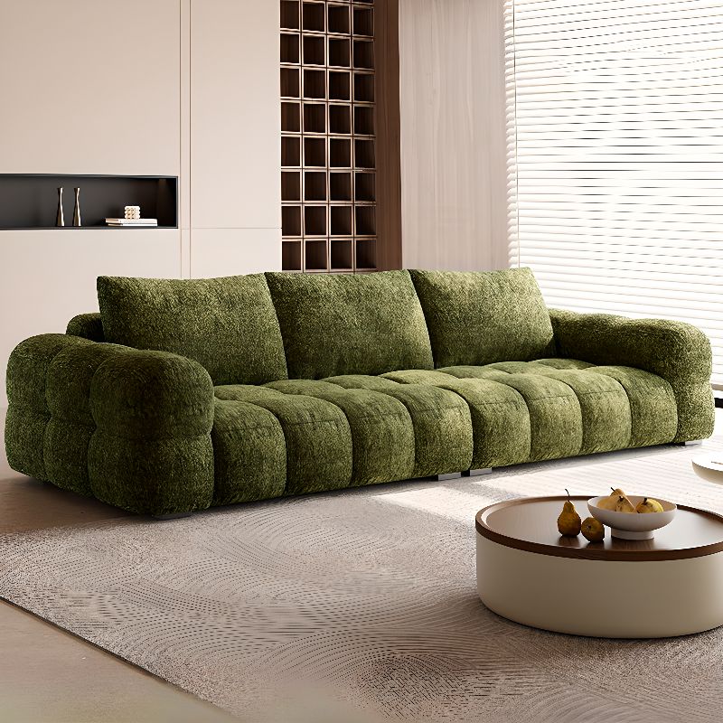 Contemporary Modern Solid Color Water Resistant Standard Sofa with Soft-pile Fabric in Olive Green for 3/2 People