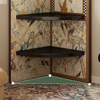 Modern Simple Style Nook Decorative Cabinet with 4 Exterior Shelves, Matte Black Natural Wood Top