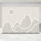 Indoor Opaque Folding Natural Wood Temporary Wall Panels with 6 Panels, Double Sided Print, and Self-supporting Design