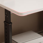 T-Shape Base Unattached Crack Resistant Manually Controlled Dove Grey/Chalk/Brown Office Computer Desk with 1 Exterior Shelf, Wheels / Casters and Lockable Brakes