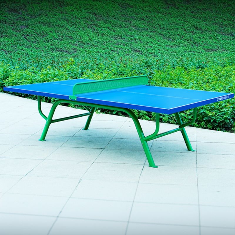 Versatile Ping Pong Table with Synthetic Laminate Top in Ink/Dark Blue/Emerald Green, Includes Paddle for Indoor and Outdoor Use