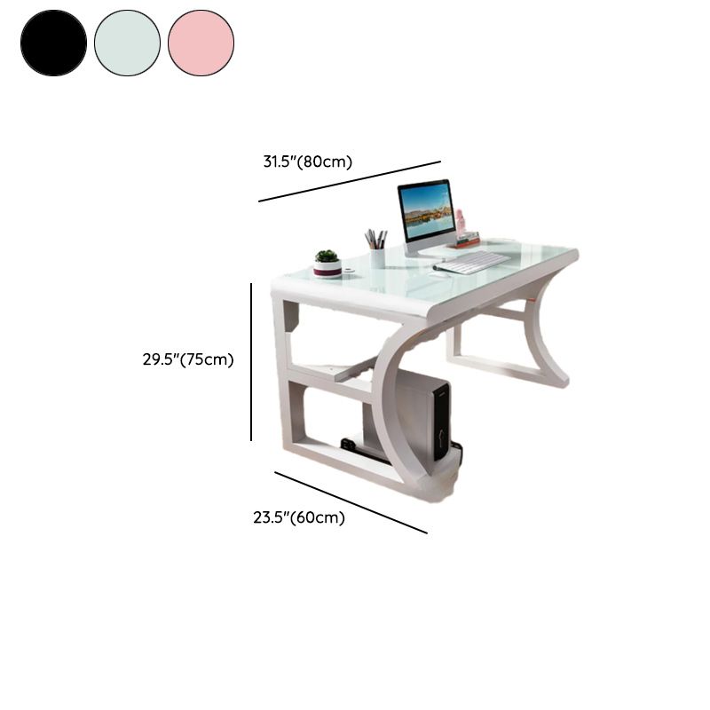 Chalk/Black Rectangular Metal Base Table with Wear Resistance, Shelves Included, Toboggan Base, Cable Management, and Rounded Corners
