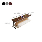 Adjustable Height Bend-resistant T-Shape Base Table with Manual Height Adjustment in Ink/Light Brown/Natural Color, Self-supporting with Wheels/Casters and Lockable Brakes