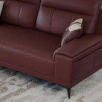 Modish Solid Color Stain Resistant Standard Sofa in Mocha Pu Leather with 2 Pillows, Seats 4/3/2-seater