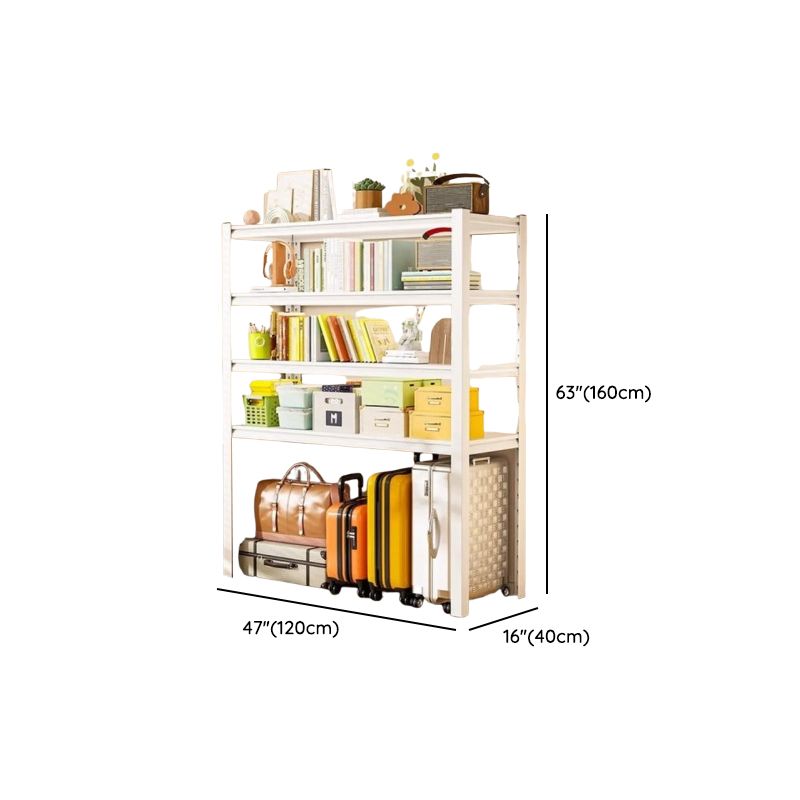 Chalk Minimalist Alloy Warehouse Storage Rack with Flexible Shelf, Free Standing for General Storage