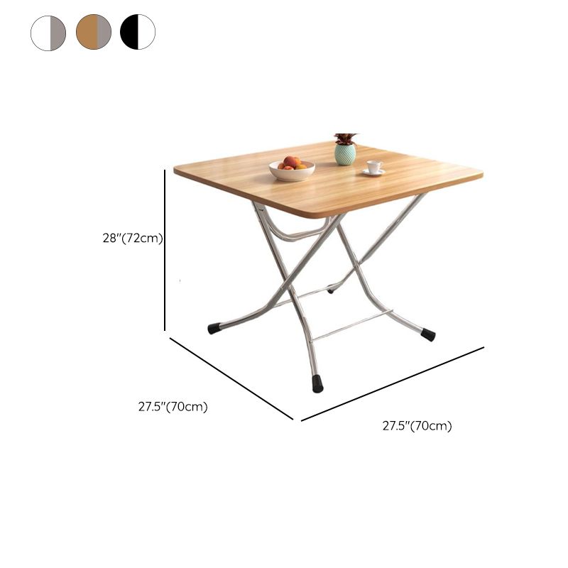 Silver Veneer Dining Table with Crossed Legs, Foldable Square Top for 2-seater, Scratch Resistant