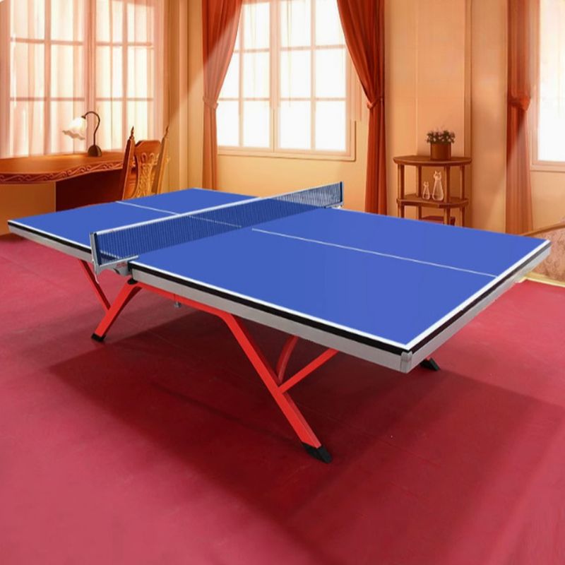 Indoor Ping Pong Table with Composite Wood Top in Dark Blue, Includes Table Tennis Paddle