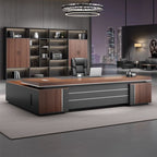 Scratch-proof Desk with 4 Drawers and 2 Drawers, Cabinet, Stump Base, Exterior Shelf, Cable Management, Front Splash, and Cooling Hole