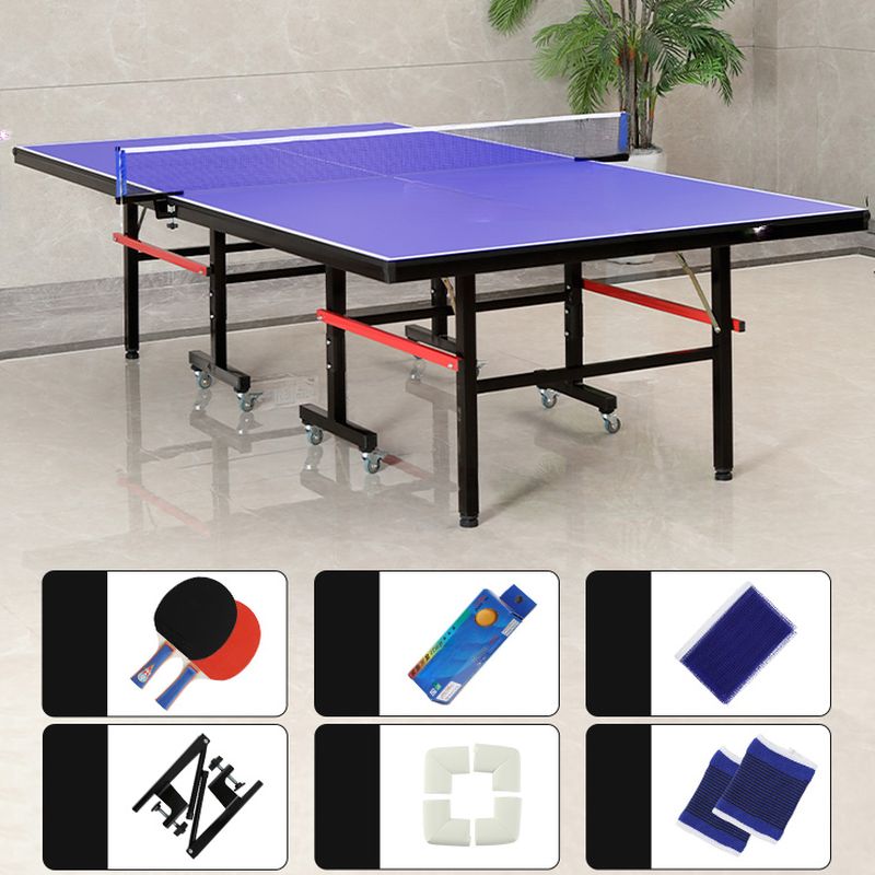 Dual-Tone Cerulean/Olive Green Indoor/Outdoor Ping Pong Table with Synthetic Laminate and Paddle