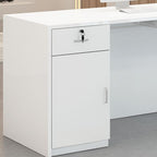 Lime Green/Natural Color/Beige Manufactured Wood Top Rectangle Reception Desk with Hutch, Keyboard Tray, Cable Management, and Filing Cabinet