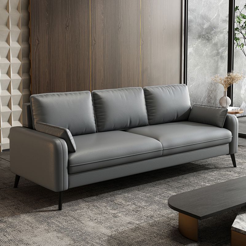 Simple Solid Color Blue/Grey/Orange Sofa with Pillow Back & Square Arm Living Spaces, Scratch Resistant