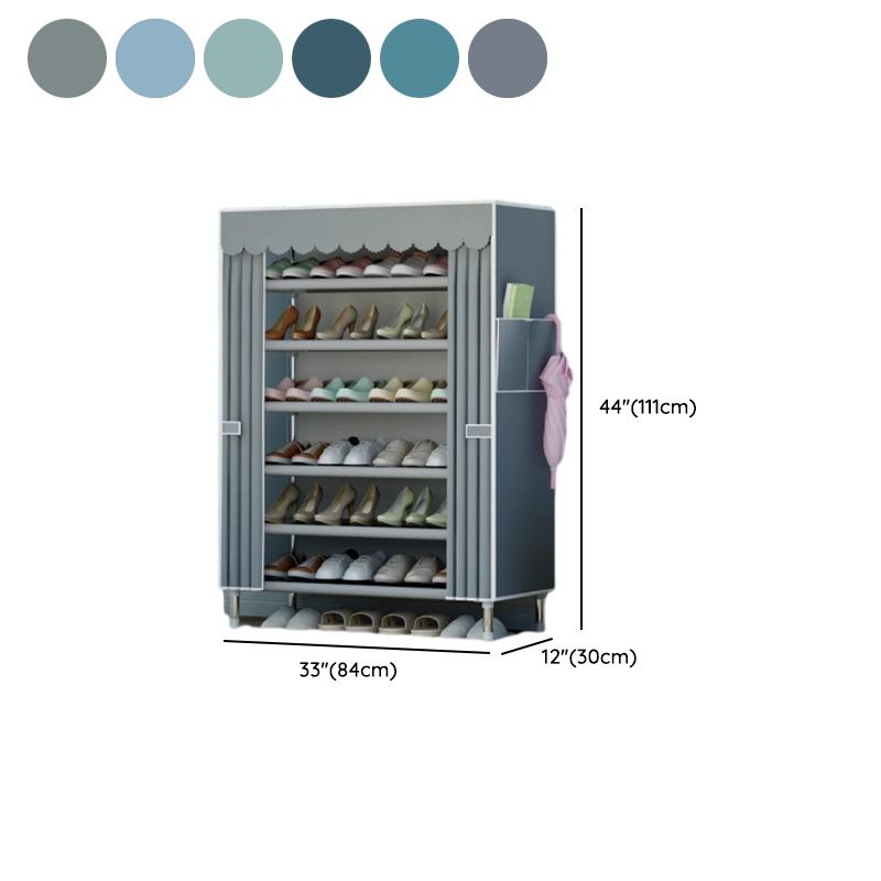 Art Deco Alloy Rectangle Shoe Rack with 6 Shelves, Floor Mounted for 11-40 Pairs in Drawing Room