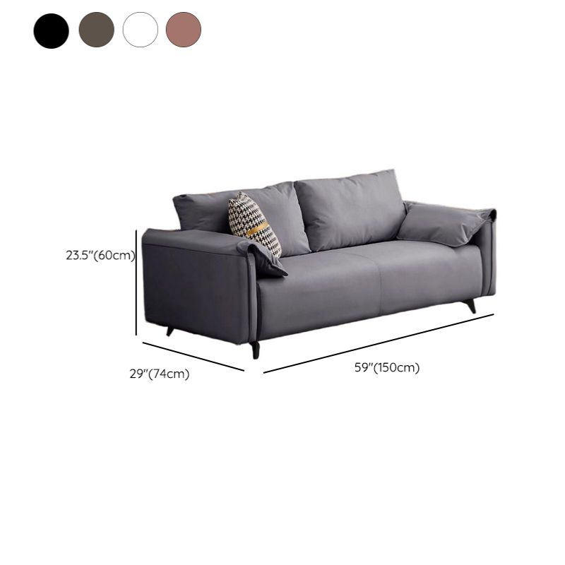 Contemporary Modern Solid Color Scratch-durable Loveseat in Midnight Black/Light Brown/Off-White, 2-seater with 1 Pillow