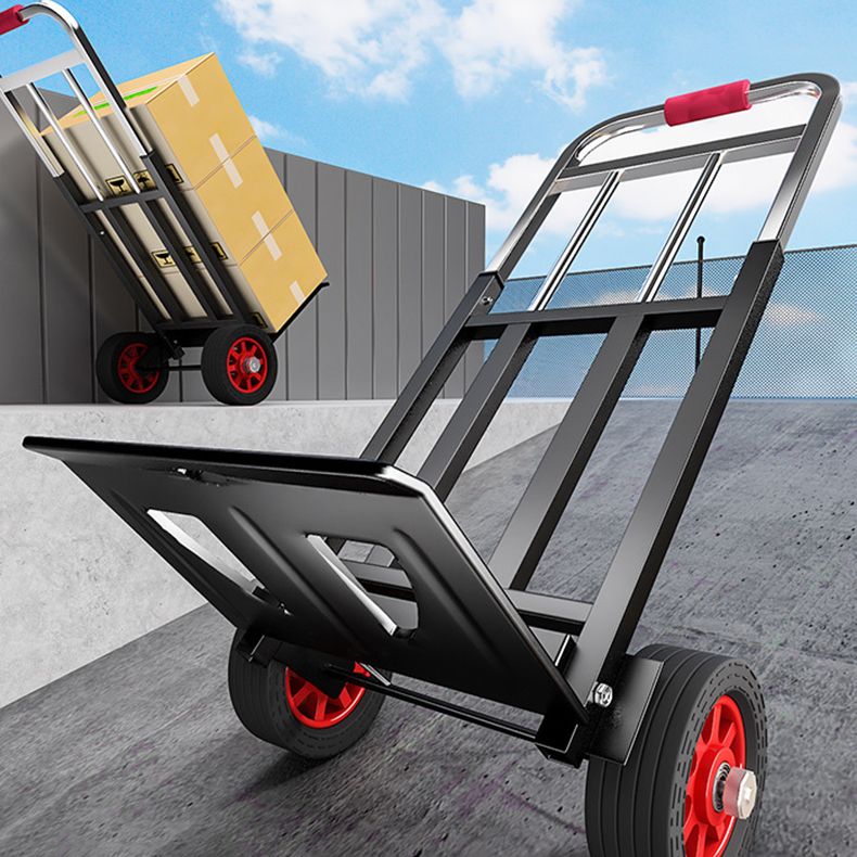 Adult Folding Rolling Cart with Storage Tray, Casters & Handle, Black Metal Frame