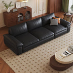 Contemporary Modern Solid Color Scratch-durable Standard Sofa in Midnight Black, Seats 4/3 with 2/3 Pillows