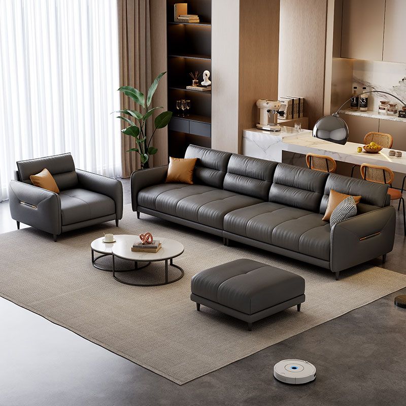 Contemporary Modern Solid Color Water Resistant Standard Sofa/Loveseat/Single Sofa in Ink for 3/4-seater/2 People with 3 Pillows/2 Pillows/1 Pillow