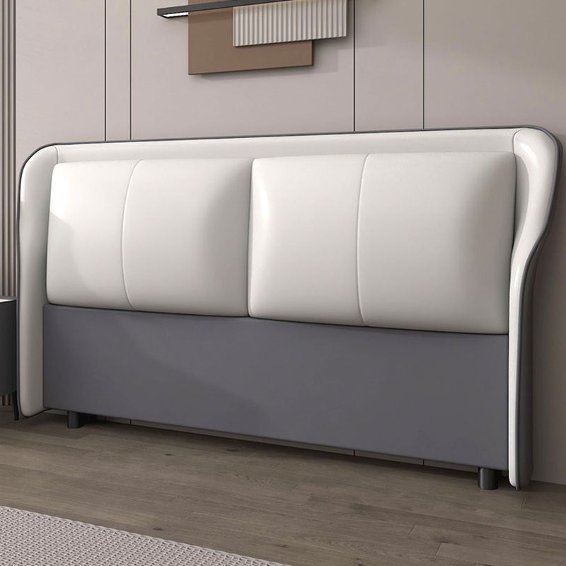 Trendy Wingback Headboard in Natural Wood with No Distressing, Rectangle Shape for Full/Queen Bed, Featuring Sponge Upholstery and Standard Height