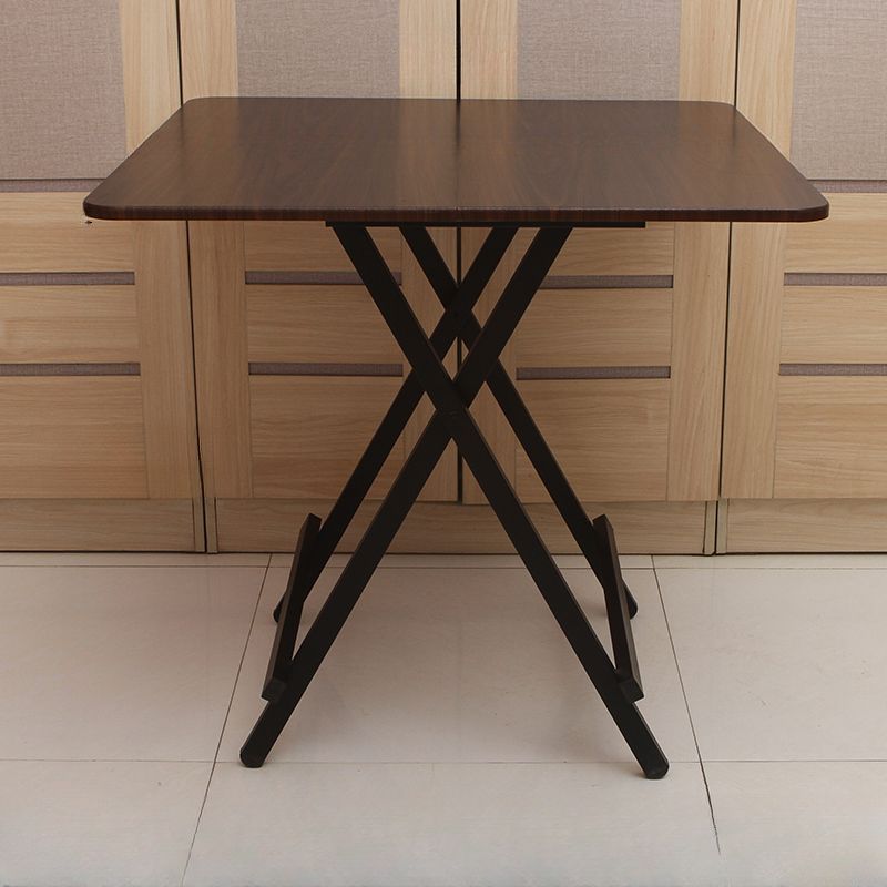 Panel Wood Dining Table with Crossed Legs, No Extra Durability, Foldable Square Top for 2-seater
