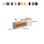 L-Shape Reception Desk with Hutch & Keyboard Tray & Cable Management & Cabinet, Manufactured Wood Top