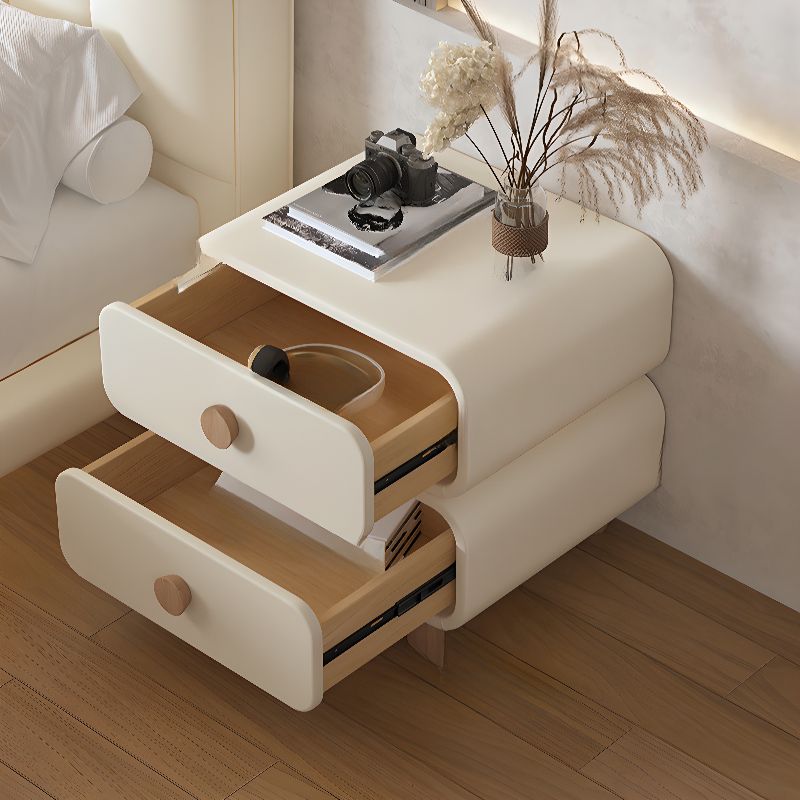 Art Deco Nightstand With Drawer Organization Featuring 2 Drawers and Pleather Countertop with Leg