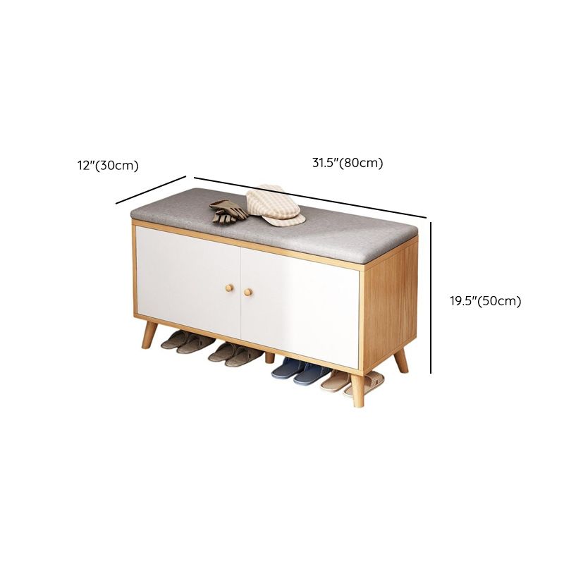 Modern Engineered Wood Shoe Storage Bench with 2 Tiers, Shelf, Gate, Dustproof Cover, and Closed Back