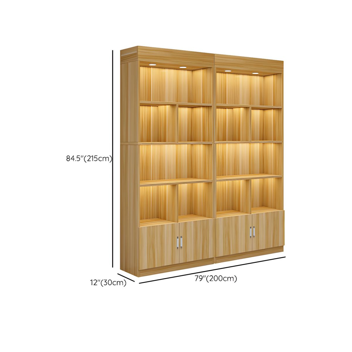 Multi-shelf Modern & Contemporary Style Wood Hutch Cabinet for Living Room