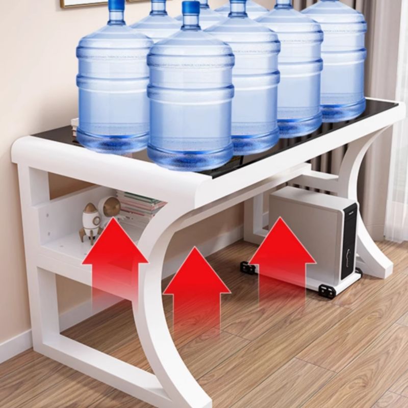 Chalk/Black Rectangular Metal Base Table with Wear Resistance, Shelves Included, Toboggan Base, Cable Management, and Rounded Corners