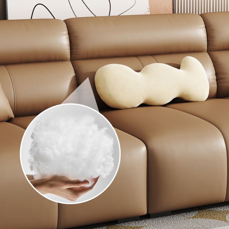 Contemporary Modern Solid Color Water Resistant Standard Sofa in Light Brown for 4-seater/3 with 4 Pillows