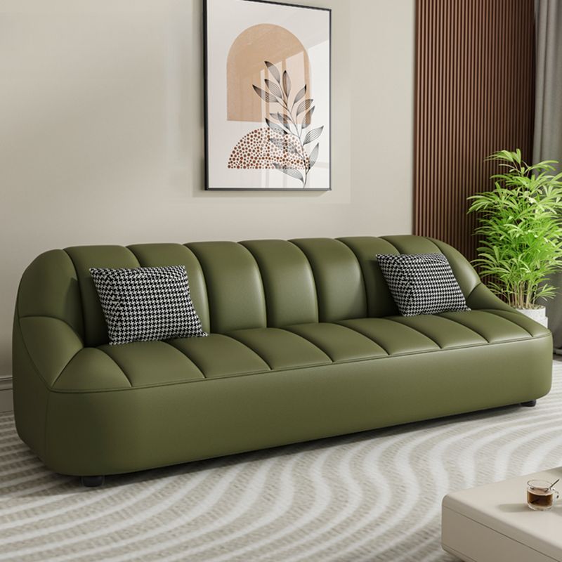 Loveseat/Single Sofa in Midnight Black/Amber Color/Off-White Pu Leather with 1 Pillow