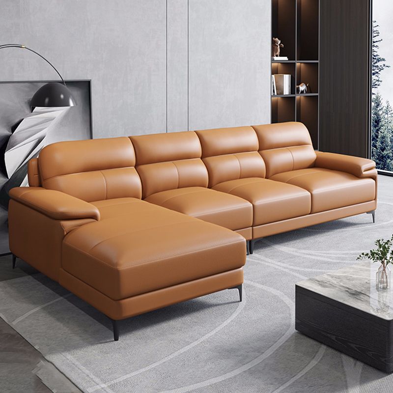 Cushion Back Sectional Sofa Modern Durable Leather Sofa for Living Room