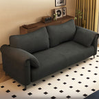 Trendy Solid Color Stain Resistant Loveseat in Black/Beige with Arm for 2 People and 2 Pillows
