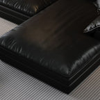 L-Shape Ink/White/Brown Sofa Recliner with Right Hand Facing Orientation