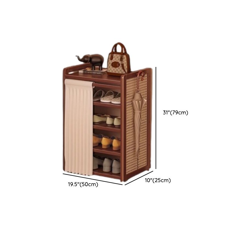Art Deco Bambusa Rectangle Brown Shoe Rack with 6 Shelves for 11-20 Pairs in Drawing Room