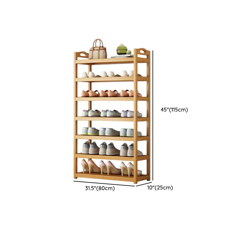 Art Deco Bambusa Rectangle Shoe Rack with Nature Finish, Featuring 4/3/5 Shelves for 21-30/11-20/1-10 Pairs in Drawing Room
