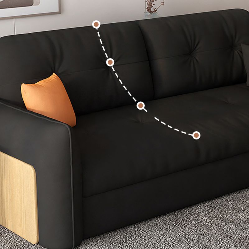 Midnight Black Tufted Back Futon Day Bed with Receptacle Storage